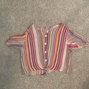 SHEIN WOMENS XS CROP TOP COLORFUL WITH BUTTONS